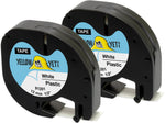 Yellow Yeti 2 Plastic Label Tapes 91201 91221 S0721610 S0721660 Black on White 12mm x 4m compatible with DYMO LetraTag LT-100H LT-100T LT-110T QX50 XR XM 2000 Plus Label Makers