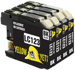 Yellow Yeti Replacement for Brother LC123 Black Ink Cartridges compatible with Brother DCP-J132W MFC-J6920DW DCP-J4110DW DCP-J552DW MFC-J4610DW MFC-J6520DW MFC-J870DW MFC-J6720DW DCP-J152W MFC-J4510DW