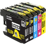 Yellow Yeti Replacement for Brother LC223 5 Ink Cartridges compatible with Brother DCP-J4120DW MFC-J5320DW MFC-J5620DW MFC-J4420DW MFC-J4620DW MFC-J4625DW MFC-J680DW MFC-J5720DW MFC-J480DW DCP-J562DW