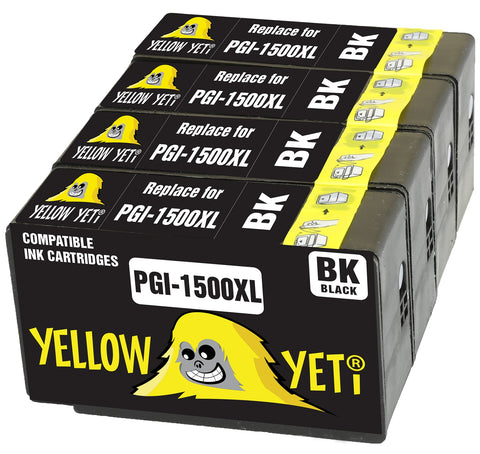 Yellow Yeti Replacement for Canon PGI-1500XL PGI-1500XLBK Black Ink Cartridges compatible with Canon MAXIFY MB2050 MB2350 MB2750 MB2150 MB2155 MB2755