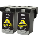 Yellow Yeti PG-37 Remanufactured Black Ink Cartridges for Canon Pixma MP210 MP220 MX310 MX300 MP140 MP190 MP470 iP1800 iP2600 iP2500 iP1900 [3 Years Warranty]
