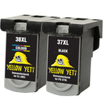 Yellow Yeti PG-37 CL-38 Remanufactured Ink Cartridges (Black, Colour) for Canon Pixma MP210 MP220 MX310 MX300 MP140 MP190 MP470 iP1800 iP2600 iP2500 iP1900 [3 Years Warranty]
