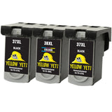 Yellow Yeti PG-37 CL-38 Remanufactured Ink Cartridges (2 Black, 1 Colour) for Canon Pixma MP210 MP220 MX310 MX300 MP140 MP190 MP470 iP1800 iP2600 iP2500 iP1900 [3 Years Warranty]