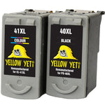Yellow Yeti PG-40 CL-41 Remanufactured Ink Cartridges (Black, Colour) for Canon Pixma iP2600 MP140 MP460 iP1800 iP1900 iP2500 MP190 MP210 MP220 MP170 MP180 MP160 MP450 MP470 MP150 MX300 MX310 iP1600