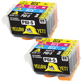 Yellow Yeti Replacement for Canon PGI-5 CLI-8 Ink Cartridges compatible with Canon Pixma iX4000 iX5000 iP3300 iP3500 MP510 MP520 MX700 (2 Black + 2 Cyan + 2 Magenta + 2 Yellow)