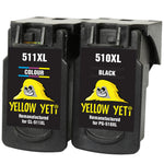 Yellow Yeti PG-510XL CL-511XL Remanufactured Ink Cartridges (Black, Colour) for Canon Pixma iP2700 iP2702 MP230 MP240 MP250 MP260 MP270 MP280 MP480 MP490 MP495 MP499 MX320 MX330 MX350 MX360 MP252