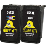 Yellow Yeti PG-545XL CL-546XL Remanufactured Ink Cartridges (Black, Colour) for Canon Pixma MG2450 MG2550 MG2550S MG2555S MG2950 MG3050 MG3051 MG3052 MX495 iP2850 TR4550 TR4551 TS205 TS3150 TS3151