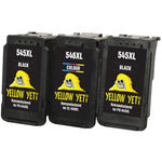 Yellow Yeti PG-545XL CL-546XL Remanufactured Ink Cartridges (2 Black, 1 Colour) for Canon Pixma MG2450 MG2550 MG2550S MG2555S MG2950 MG3050 MG3051 MG3052 MX495 iP2850 TR4550 TR4551 TS205 TS3150 TS3151
