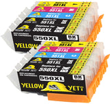 Yellow Yeti Replacement for Canon PGI-550XL CLI-551XL 10 Ink Cartridges compatible with Canon Pixma iP7250 MX925 MG6350 MG5450 MG5550 MG5650 MG6450 MG6650 MG7150 MG7750 iX6850 iP8750 MX725