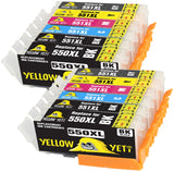 Yellow Yeti Replacement for Canon PGI-550XL CLI-551XL Ink Cartridges compatible with Canon Pixma MG6350 MG7150 MG7550 iP8750 MG6340 (2 PG Black + 2 Black + 2 Cyan + 2 Magenta + 2 Yellow + 2 Grey)