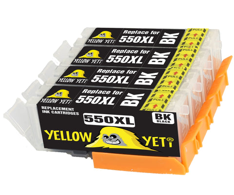 Yellow Yeti Replacement for Canon PGI-550XL PGI-550PGBK Black Ink Cartridges compatible with Canon Pixma iP7250 MX925 MG6350 MG5450 MG5550 MG5650 MG6450 MG6650 MG7150 MG7750 iX6850 iP8750 MX725