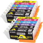 Yellow Yeti Replacement for Canon PGI-580XXL CLI-581XXL 12 Ink Cartridges compatible with Canon Pixma TS8150 TS8250 TS705 TS9150 TS8151 TS8152 TS8251 TS8252 (PGBK/Black/Cyan/Magenta/Yellow/Photo Blue)