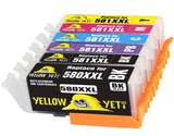 Yellow Yeti Replacement for Canon PGI-580XXL CLI-581XXL 6 Ink Cartridges compatible with Canon Pixma TS8150 TS8250 TS705 TS9150 TS8151 TS8152 TS8251 TS8252 (PGBK/Black/Cyan/Magenta/Yellow/Photo Blue)