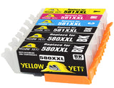 Yellow Yeti Replacement for Canon PGI-580XXL CLI-581XXL 6 Ink Cartridges compatible with Canon Pixma TS6150 TS6250 TS8150 TS8250 TR8550 TS9550 TS705 TR7550 TS9150 TS6251 TS6151 TS9551C