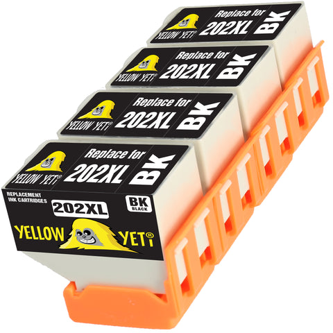 Yellow Yeti Replacement for Epson 202 202XL Black Ink Cartridges compatible with Epson Expression Premium XP-6000 XP-6005 XP-6100 XP-6105