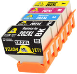 Yellow Yeti Replacement for Epson 202 202XL Ink Cartridges compatible with Epson Expression Premium XP-6000 XP-6005 XP-6100 XP-6105 (1 Black + 1 Photo Black + 1 Cyan + 1 Magenta + 1 Yellow)