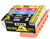 Yellow Yeti Replacement for Epson 33 33XL Ink Cartridges compatible with Epson Expression Premium XP-640 XP-630 XP-830 XP-900 XP-540 XP-530 (1 Black + 1 Photo Black + 1 Cyan + 1 Magenta + 1 Yellow)