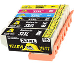 Yellow Yeti Replacement for Epson 33 33XL Ink Cartridges compatible with Epson Expression Premium XP-640 XP-630 XP-830 XP-900 XP-540 XP-530 (2 Black + 1 Photo Black + 1 Cyan + 1 Magenta + 1 Yellow)