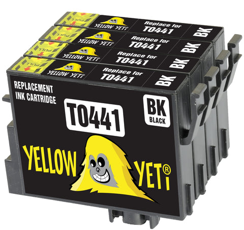 Yellow Yeti Replacement for Epson T0441 Black Ink Cartridges compatible with Epson Stylus C64 C66 C68 C84 C86 CX3600 CX3650 CX4600 CX6400 CX6600