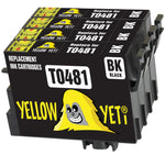 Yellow Yeti Replacement for Epson T0481 Black Ink Cartridges compatible with Epson Stylus Photo R300 R220 R340 R200 R320 RX500 RX600 RX620 RX640