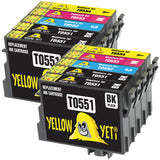 Yellow Yeti Replacement for Epson T0551 T0552 T0553 T0554 T0556 Ink Cartridges compatible with Epson Stylus Photo R240 R245 RX400 RX420 RX425 RX450 RX520 (4 Black + 2 Cyan + 2 Magenta + 2 Yellow)