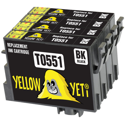 Yellow Yeti Replacement for Epson T0551 Black Ink Cartridges compatible with Epson Stylus Photo R240 R245 RX400 RX420 RX425 RX430 RX450 RX520