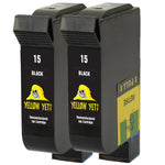 Yellow Yeti Remanufactured 15 Black Ink Cartridges for HP Deskjet 3810 3820 815c 916c 920c 940c 948c Officejet 5105 5110 V30 V40 V45 PSC 2120 700 720 750 760 900 950 Copier 310 Fax 1230