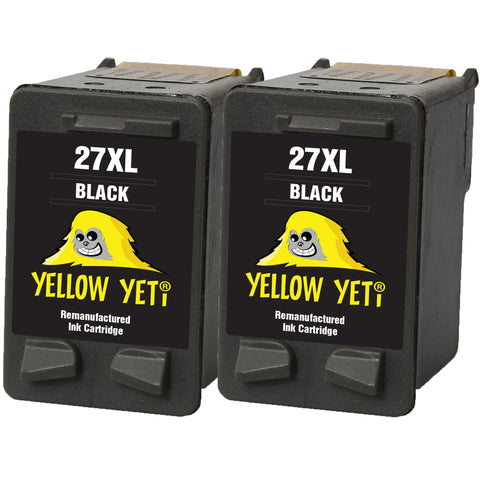 Yellow Yeti Remanufactured 27 Black Ink Cartridges for HP Deskjet 3320 3325 3420 3520 3535 3550 3620 3650 5650 5850 Fax 1240 PSC 1110 1205 1210 1215 1315 1317 Officejet 4215