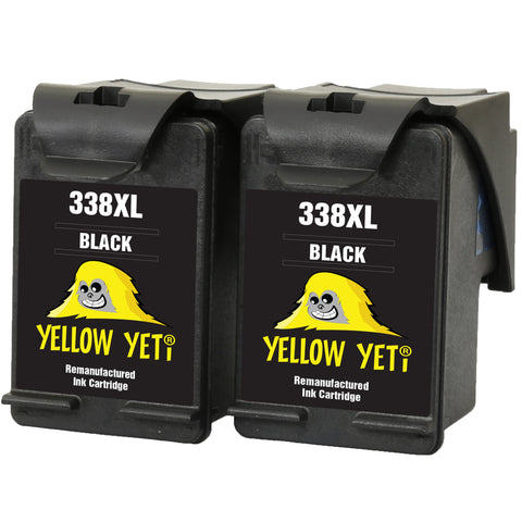 Yellow Yeti Remanufactured 338 Black Ink Cartridges for HP Photosmart 2575 2610 2710 2713 8150 8450 8750 C3180 DeskJet 460 460c 5740 6540 6620 6840 9800 PSC 1610 2355 Officejet 100 150 6210 7310 H470