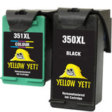 Yellow Yeti Remanufactured 350XL 351XL Ink Cartridges (Black, Colour) for HP Photosmart C4280 C4340 C4380 C4480 C4485 C4524 C4580 C4585 C5280 D5360 Deskjet D4260 D4360 Officejet J6424 J5780 J5785