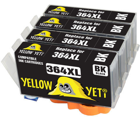 Yellow Yeti Replacement for HP 364 364XL Black Ink Cartridges compatible with HP Photosmart 5520 5510 6520 7520 7510 6510 B209a C6380 C5380 C510a C309a C310a D5460 Officejet 4620 Deskjet 3520 3070A