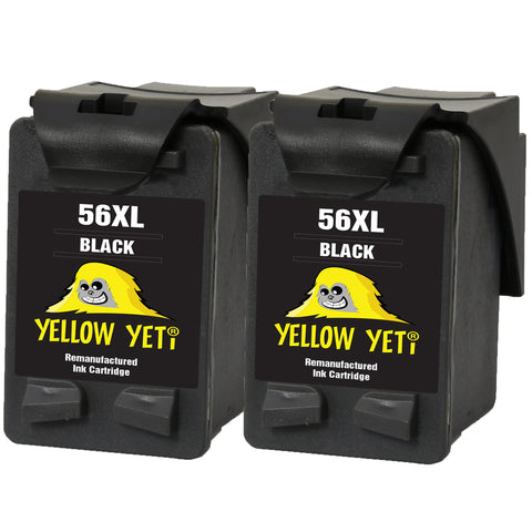 Yellow Yeti Remanufactured 56 Black Ink Cartridges for HP Deskjet 450 450CBi 5150 5550 9680 Officejet 4212 4215 5610 6110 Photosmart 7260 7350 7450 7660 7762 7960 PSC 1210 1215 1216 1315 2110
