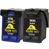 Yellow Yeti Remanufactured 56 57 Ink Cartridges (Black, Colour) for HP Deskjet 450 450CBi 5150 5550 9680 Officejet 4212 4215 5610 6110 Photosmart 7260 7350 7450 7660 7762 7960 PSC 1210 1215 1315 2110