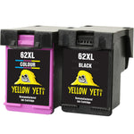Yellow Yeti Remanufactured 62XL 62 XL Ink Cartridges (Black, Colour) for HP Envy 5540 5600 5640 5642 5643 5644 5646 5660 5665 7600 7640 7645 Officejet 5740 5742 5744 5745 8040 8045 [3 Years Warranty]