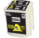 Yellow Yeti Replacement for HP 920 920XL CD975AE 2 Black Ink Cartridges compatible with HP OfficeJet 6000 6500 6500A 7000 7500A