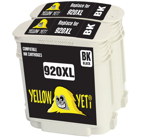 Yellow Yeti Replacement for HP 920 920XL CD975AE 2 Black Ink Cartridges compatible with HP OfficeJet 6000 6500 6500A 7000 7500A