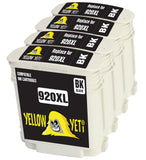 Yellow Yeti Replacement for HP 920 920XL CD975AE 4 Black Ink Cartridges compatible with HP OfficeJet 6000 6500 6500A 7000 7500A