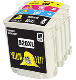 Yellow Yeti Replacement for HP 920 920XL Ink Cartridges compatible with HP OfficeJet 6000 6500 6500A 7000 7500A (1 Black + 1 Cyan + 1 Magenta + 1 Yellow)