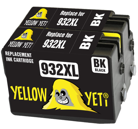Yellow Yeti Replacement for HP 932 932XL CN053AE 2 Black Ink Cartridges compatible with HP Officejet 6600 6700 7110 7610 7612 7620 6100 7510 7600