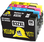 Yellow Yeti Replacement for HP 932 933 932XL 933XL Ink Cartridges compatible with HP Officejet 6600 6700 7110 7610 7612 7620 6100 7510 7600 (1 Black + 1 Cyan + 1 Magenta + 1 Yellow)