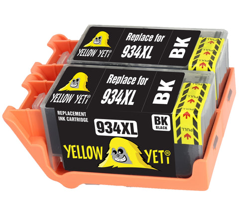 Yellow Yeti Replacement for HP 934 934XL C2P23AE 2 Black Ink Cartridges compatible with HP OfficeJet Pro 6830 6230 6220 6825 6835 OfficeJet 6820 6815 6812
