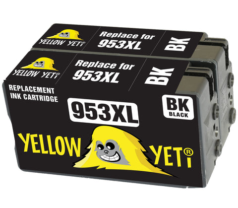 Yellow Yeti Replacement for HP 953 953XL L0S70AE 2 Black Ink Cartridges compatible with HP OfficeJet Pro 8710 8720 8725 7740 8715 8725 8210 7720 8718 8728 8730 8740 7730 8218 8719