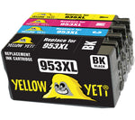 Yellow Yeti Replacement for HP 953 953XL Ink Cartridges compatible with HP OfficeJet Pro 8710 8720 8725 7740 8715 8725 8210 7720 8718 8728 8730 8740 7730 8218 (1 Black + 1 Cyan + 1 Magenta + 1 Yellow)