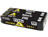 Yellow Yeti Replacement for HP 970 970XL CN625AE 2 Black Ink Cartridges compatible with HP OfficeJet Pro X576dw X551dw X476dw X451dw
