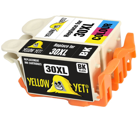 Yellow Yeti Replacement for Kodak 30 30XL 30B 30CL Ink Cartridges compatible with Kodak ESP C100 C110 C115 C300 C310 C315 C330 C360 1.2 3.2 3.2S Hero 2.2 3.1 5.1 Office 2100 2150 (1 Black + 1 Colour)